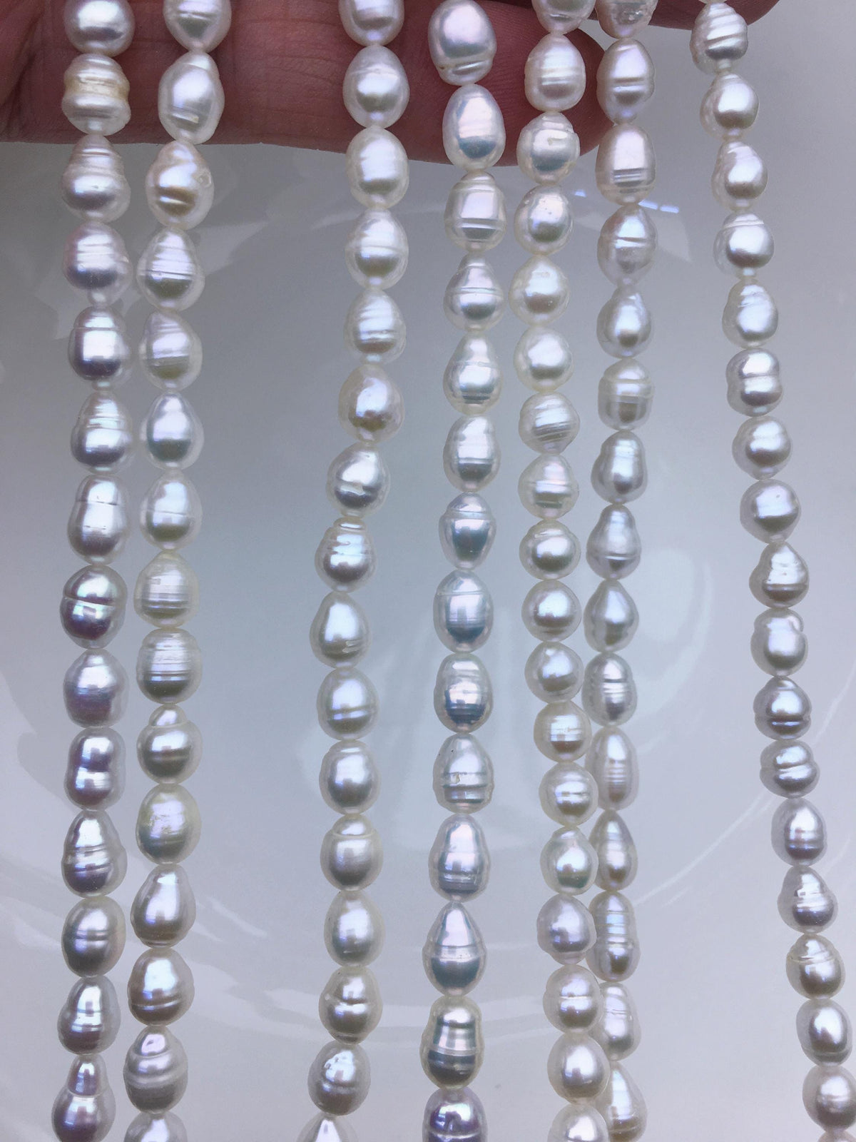 High Luster!AA+ 5.5-6mm white circle rice freshwater pearls,Freshwater Pearl Rice Beads,LR5-T13