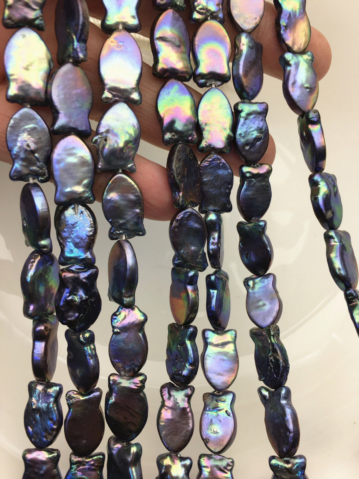 AA 10-12mm Blue Black Fish Shape Freshwater Pearls ,ZS-119-36