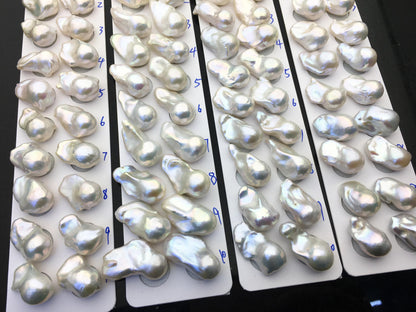 1 pair AAA 14-18x20-28mm White Flameball Pearl Pairs, Baroque Cultured Freshwater Pearl, 0.9mm top half hole, flameball pearls, FL15-3A-8-44