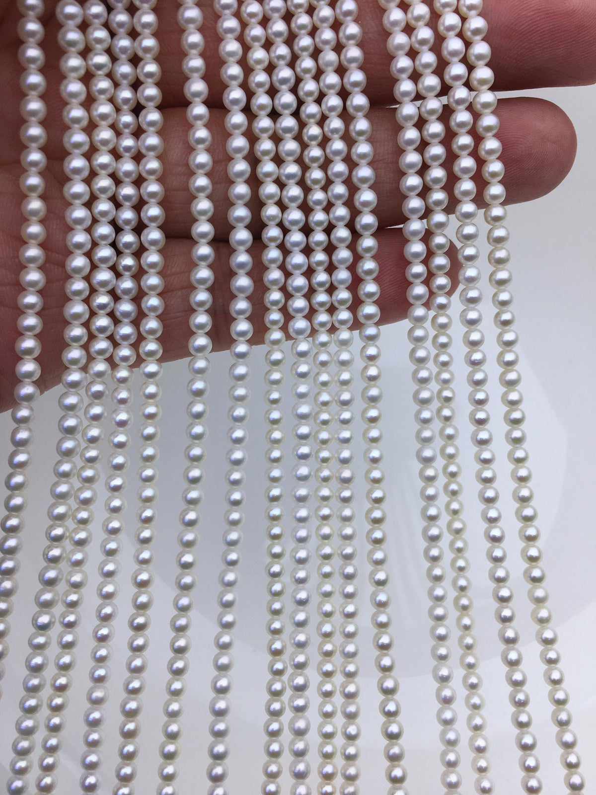 AAA 3-3.5mm white round freshwater nuclear pearls, white round pearl, full strand, round pearl strands, pearl wholesale, RP3-3AY-GJ-4