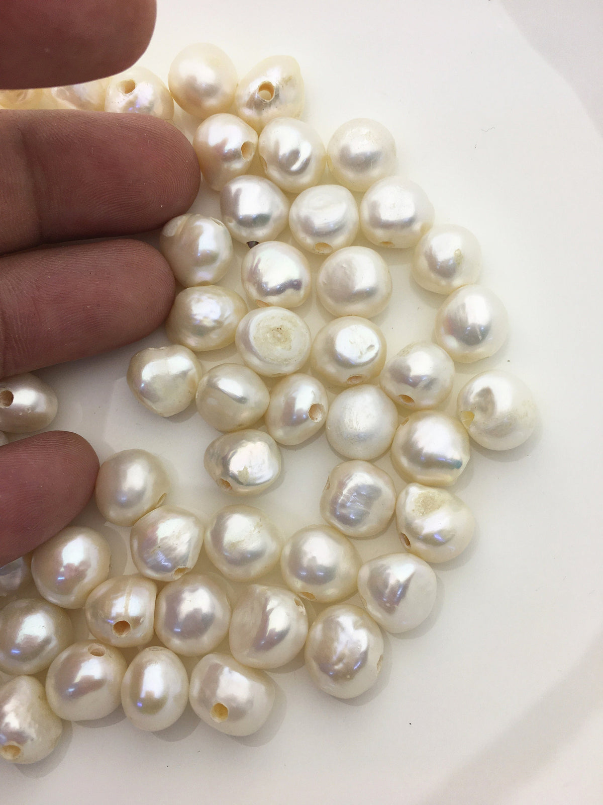 20pcs AA 11-12mm white baroque freshwater pearls,2.2mm large hole,LM11-T6