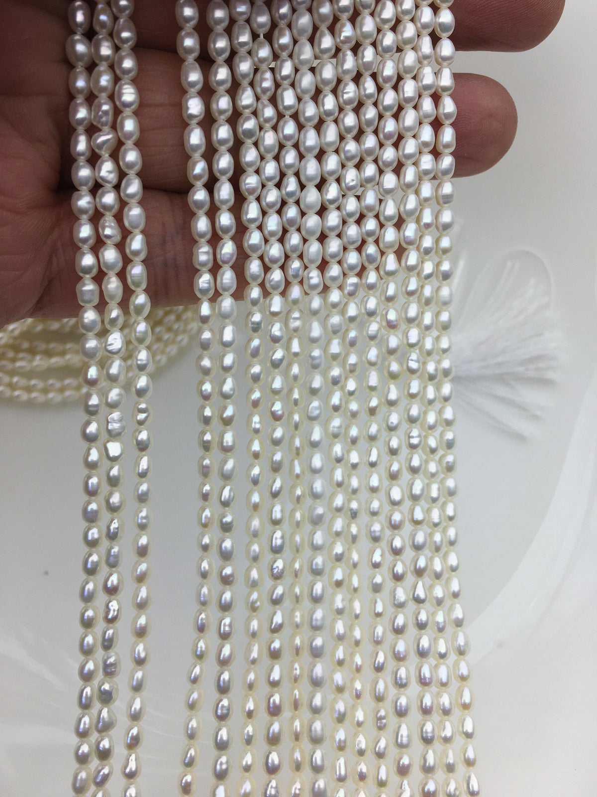 AAA- 3-3.5x3.5-4.5mm white rice freshwater pearls,LR3-2A-2