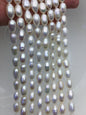 AAA- 7.3-8mm x 10-12mm Cultured White Freshwater Rice Pearls beads, drop pearl necklace, diy pearl beads, gift for her, LR8-2A-2