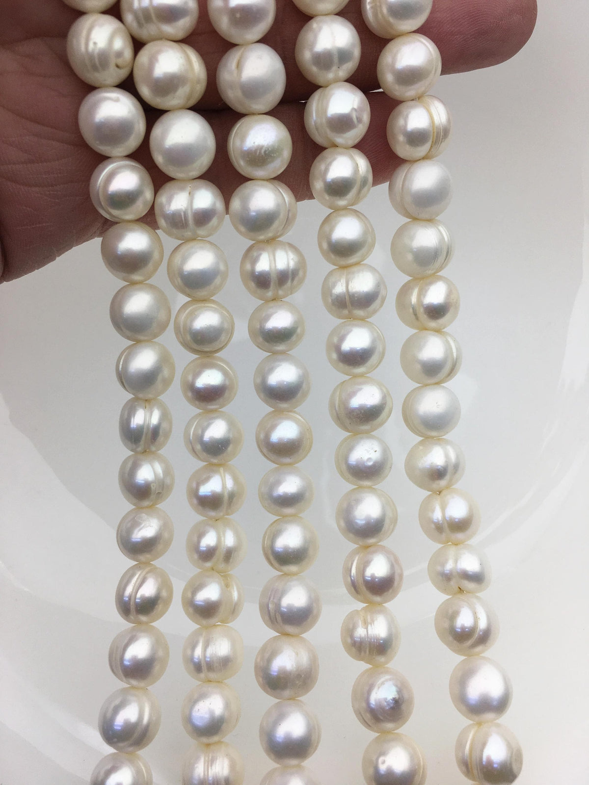 AA 9.4-10.4mm White Potato pearls,freshwater potato shape pearl string,CR10-2A-5