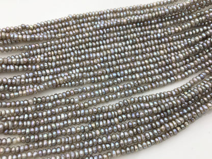 2 strands AA 3-3.5mm gray potato freshwater pearls,gray seed pearl,small size pearls bead ,for pearl necklace,CR3-2A-26
