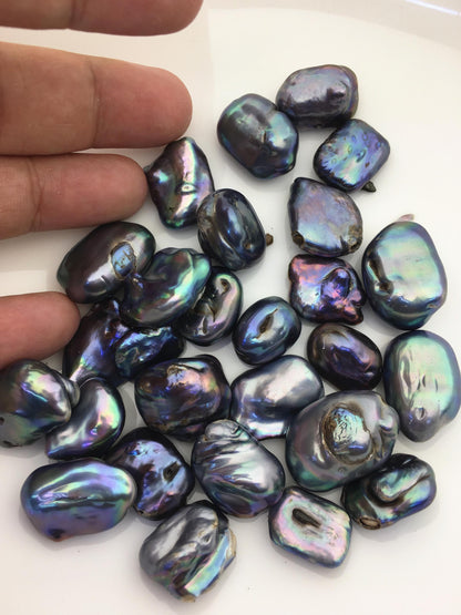 27pcs A 14-18mm black blue green baroque freshwater pearls, no hole,ZS-T28