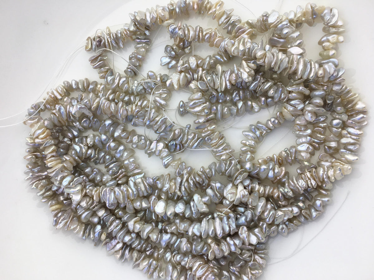 AAA 4-5mm Tiny Natural Gray White Keshi pearls,Center drilled,ZS-128-1