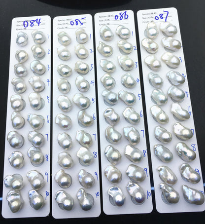 1 pair AAA 12-15x18-24mm White Flame ball Pearl Pairs - large Baroque freshwater pearl pairs, Fire Ball Pearl, FL15-3A-8-47
