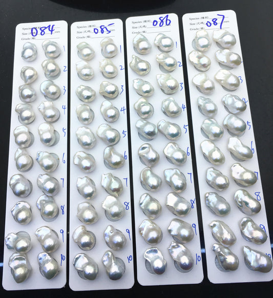 1 pair AAA 12-15x18-24mm White Flame ball Pearl Pairs - large Baroque freshwater pearl pairs, Fire Ball Pearl, FL15-3A-8-47