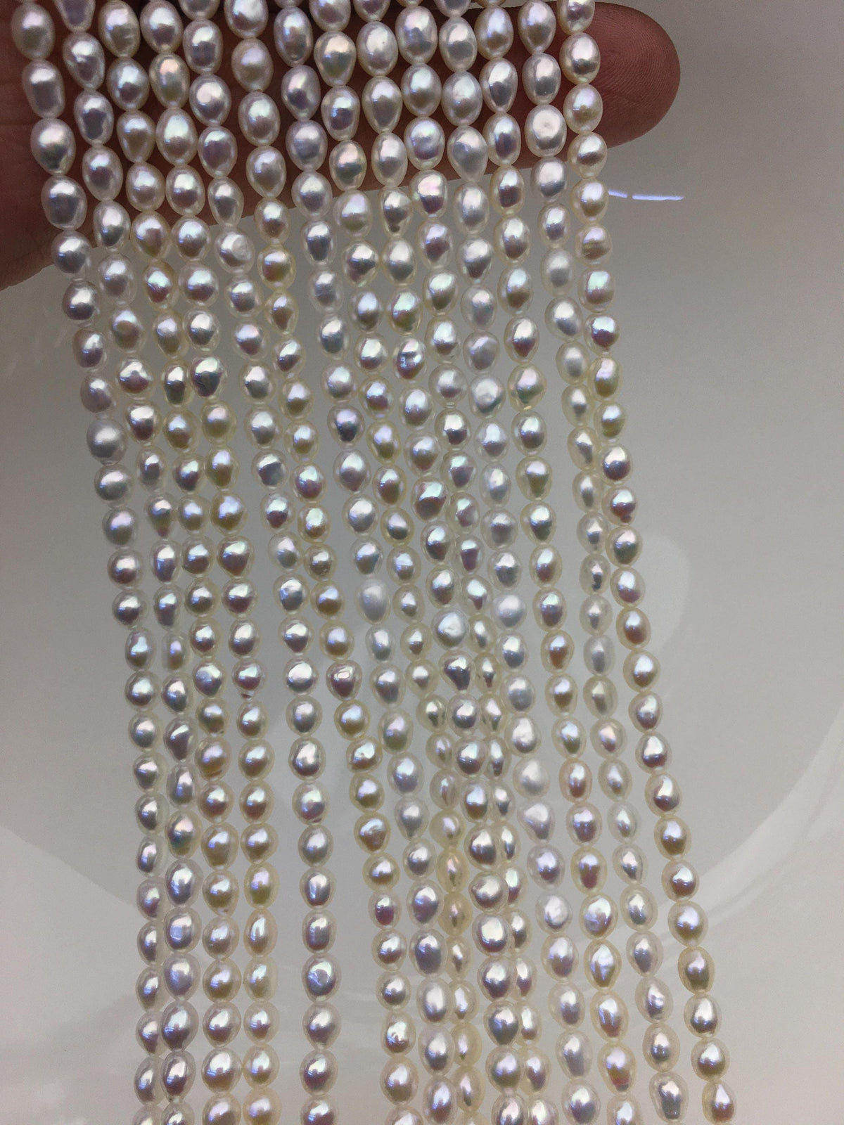 AAA 4-4.5mm Tiny white nugget freshwater pearls,irregular nugget freshwater pearl strand,LM4-3A-8