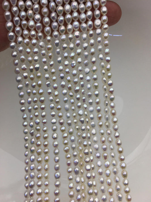 AAA 4-4.5mm Tiny white nugget freshwater pearls,irregular nugget freshwater pearl strand,LM4-3A-8