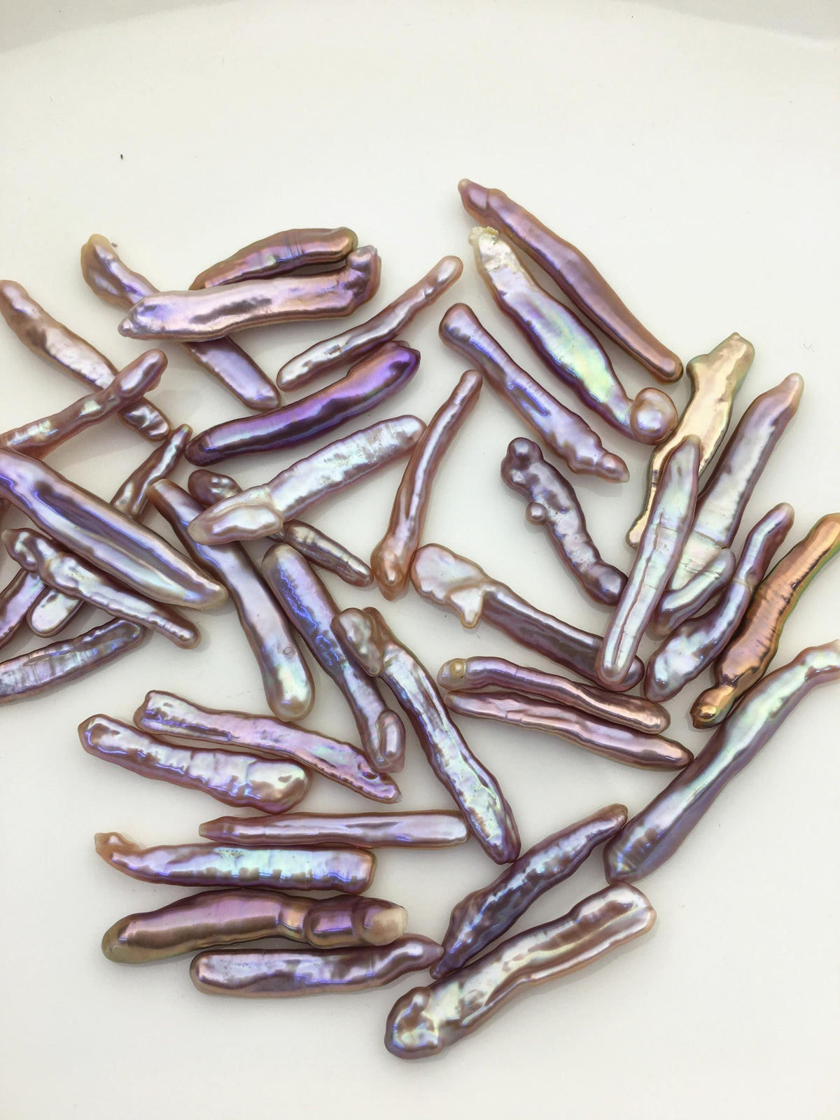 30pcs AAA 3-5mm natural purple rainbow Toothpick Freshwater Pearls, no hole,ZS-80-32