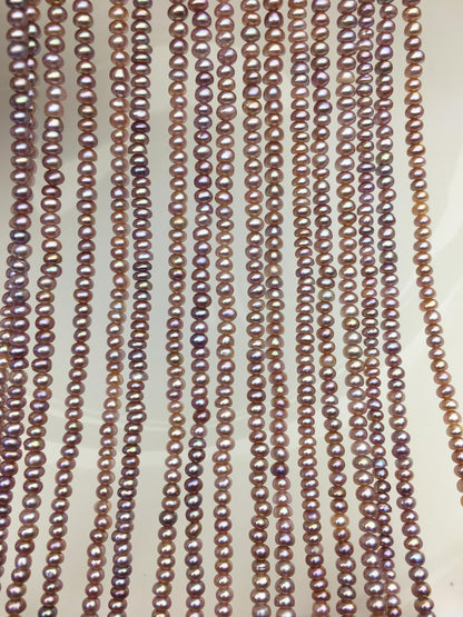 AAA 3-3.5mm purple tiny button potato freshwater pearls,Rondelle pearl Beads,loose strands,SM3-T2