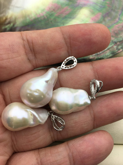 1pc AAA 14-16x25-30mm big white baroque pearl heart pendant necklace,S925 Sterling silver pendant,NC1-041-1