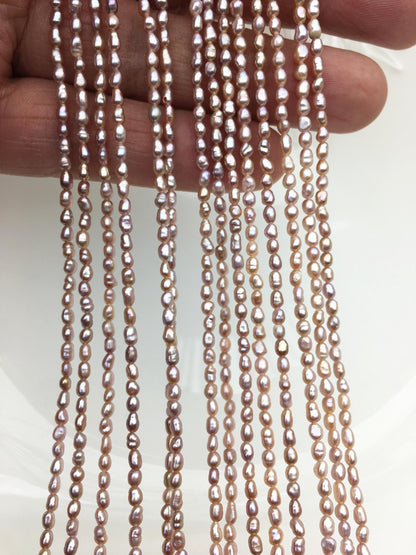 AA+ 2.3-2.5mm purple rice pearls, full strand, oval loose pearl beads, diy pearl, genuine pearl, Cultured pearl, diy pearl beads, LR2-T3