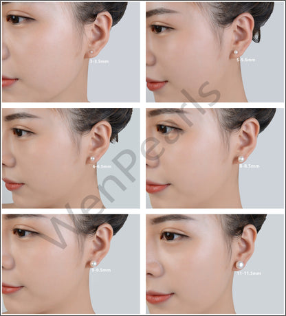 WHOLESALE, 2USD, 10 pairs, FreshWater pearl button round stud earrings, Sterling Silver, white Pearl studs, aaa pearl, white earrings, SE1-008