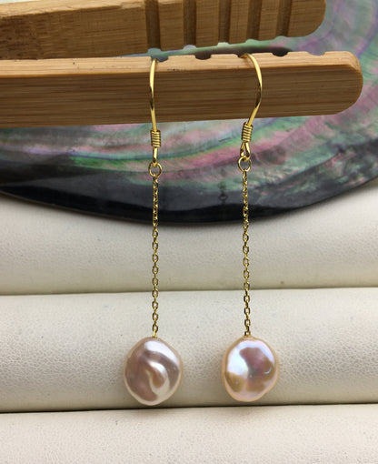 AAA 8-9mm Pink Purple Keshi pearl Tassels dangle earrings, 925 Sterling Silver Gold Plated pearl earrings, pearl for women, SE3-131-59