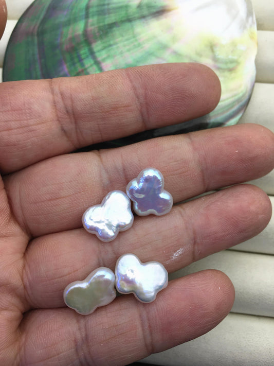 2 pairs AAA+ 10-11x13-15mm White butterfly Shape Freshwater Pearl White loose Beads Piar,wholesale,ZS-103-37-28