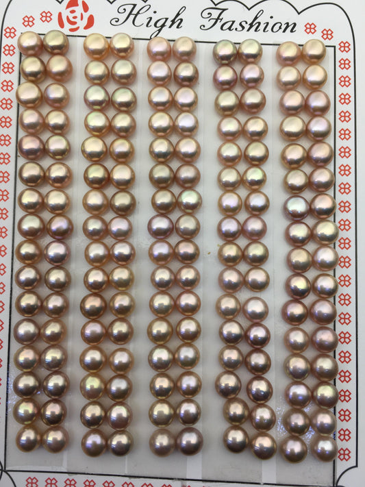 16 pairs AAA 4.5-5mm tiny purple rainbow button round freshwater pearl pairs, WHOLESALE, design for earrings, design for stud earrings, BTN4-T4