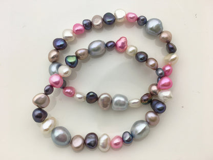 7'' AAA 5-8mm Mix Color Nugget Freshwater pearl Elastic string Bracelet,B8-T23