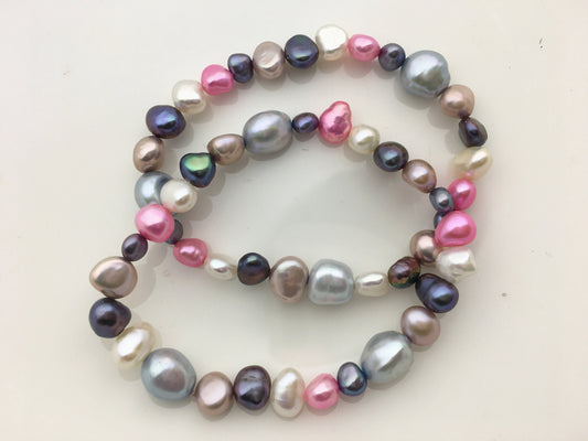 7'' AAA 5-8mm Mix Color Nugget Freshwater pearl Elastic string Bracelet,B8-T23