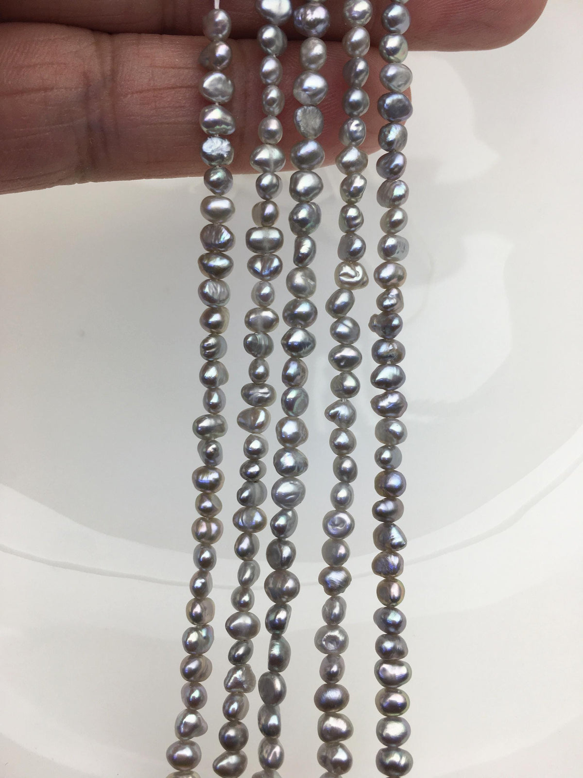 2 strands AA+ 3-4mm gray nugget seed pearls, irregular nugget freshwater pearl strand, cheap price, pearl factory china, LM3-2A-20