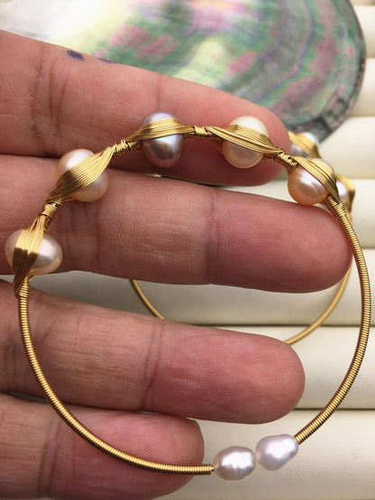 7'' AAA misc color/white color pearl handmade bangle bracelet, B8-055-6