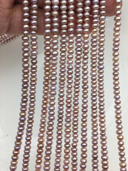 AAA 4.5-5mm tiny purple button round freshwater pearls,Rondelle pearl Beads,white loose pearl strands,SM4-T1