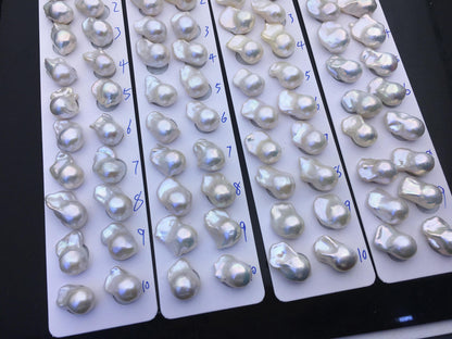1 pair AAA 13-15x18-22mm White Flameball Pearl Pairs,Baroque Cultured Freshwater Pearl,top half hole,FL15-3A-8-66