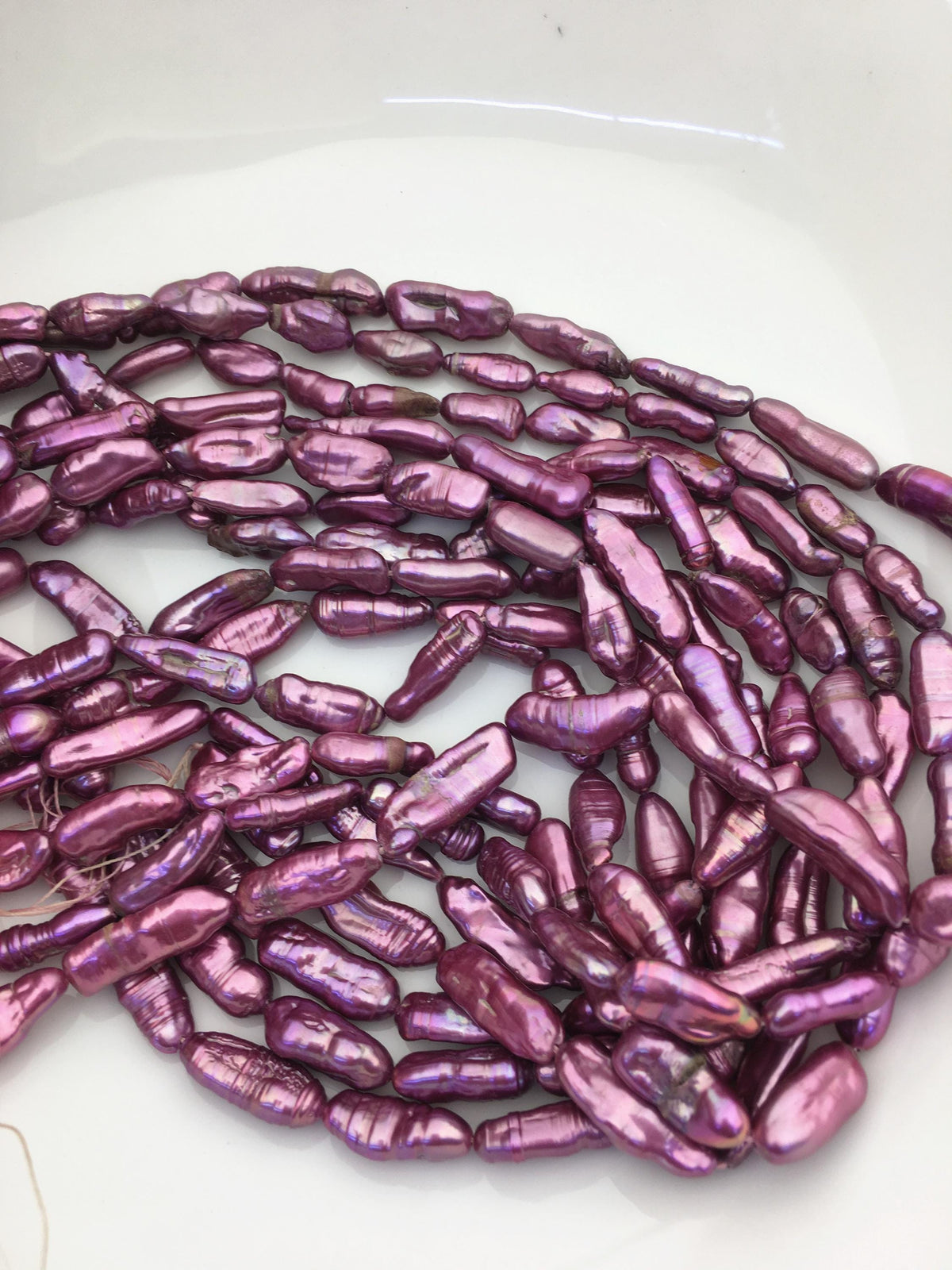 AA 6-8mm purple red Biwa Pearl Necklace,Genuine Fresh Water Pearl,Wedding Necklace,Mothers Day,ZS-80-10-54