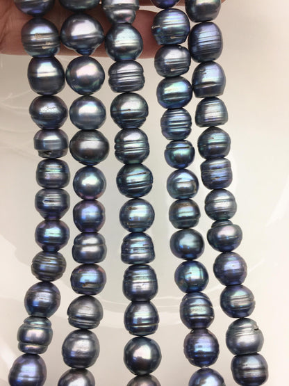 16.5'' AA 11.5-12.5mm blue black button freshwater pearls, Cultured pearl, diy pearl beads, gift for her, necklace, Christmas, SM12-T5
