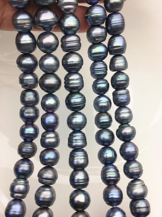 16.5'' AA 11.5-12.5mm blue black button freshwater pearls, Cultured pearl, diy pearl beads, gift for her, necklace, Christmas, SM12-T5