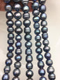 16.5'' AA 11.5-12.5mm blue black button freshwater pearls, Cultured pearl, diy pearl beads, gift for her, necklace, Christmas, SM12-T5