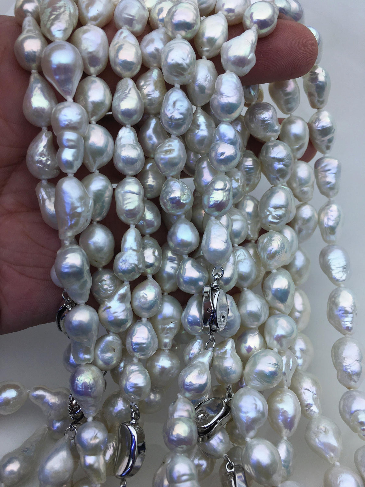 17.5'' AA+ 9-11mm white baroque drop edison freshwater Pearl necklace,genuine Natural Pearl Necklace,NPN1-T30-4