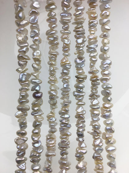 AAA 4-5mm Natural Gray White Keshi Freshwater pearls,Center drilled,ZS-128-2