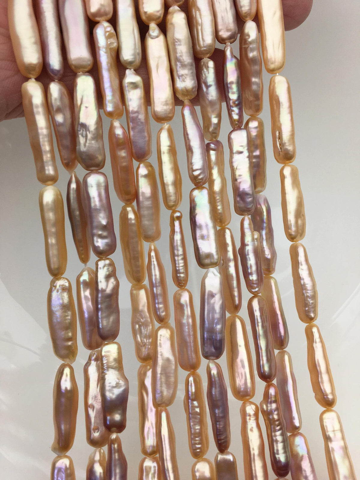 15.5'' AAA 6-7mm Natural Orange thick rectangle pearls,ZS-80-25-3
