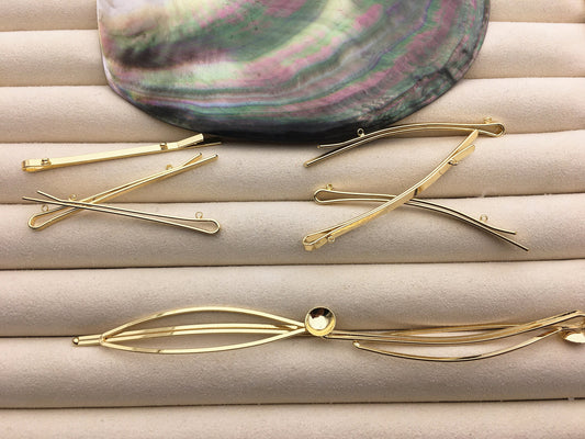 5pcs 14K Plated Gold Hair Clip for make Freshwater Pearl Hairpin, Wedding Barrette, Retro Pearl Hairclip, Boho Minimalist Dainty Pearl, AAL-004