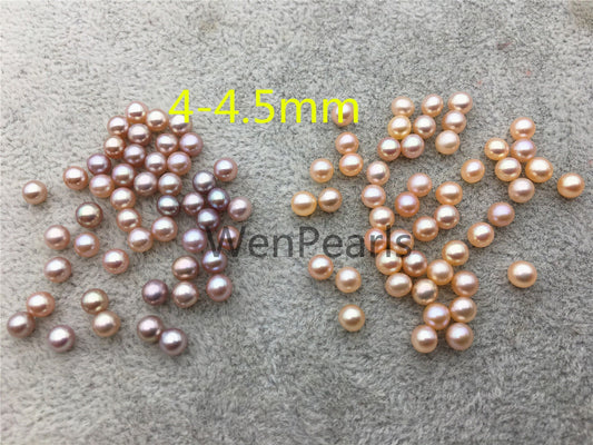 5pcs AAA 4-4.5mm pink/purple seed pearl bead, small freshwater round loose pearl wholesale, tiny pearl supply, half hole, no hole, RP4-3A-5