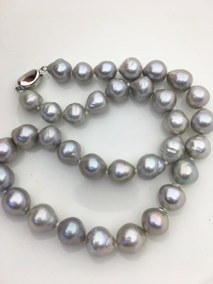 17.5‘’ AA+ 10-12mm gray drop edison freshwater Pearl necklace,genuine freshwater Pearl necklace,NPN1-134