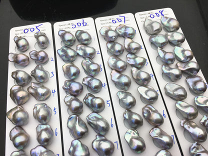 1 pair AAA 12-16x18-25mm Gray Flame ball Pearl Pairs - half hole - large Baroque freshwater pearl pairs,FL15-3A-8-62