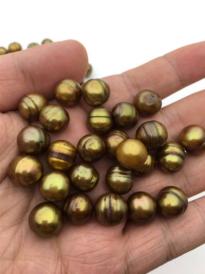 30pcs AA 12-13mm Brown Large potato freshwater pearl, dye brown color pearl, 2.2mm, 3mm large hole freshwater pearls, 30pcs, CR12-2A-21