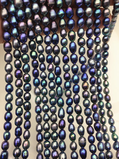 AAA 5-6mm blue black rice pearl beads,high luster freshwater pearls,loose freshwater pearl,LR5-3A-20