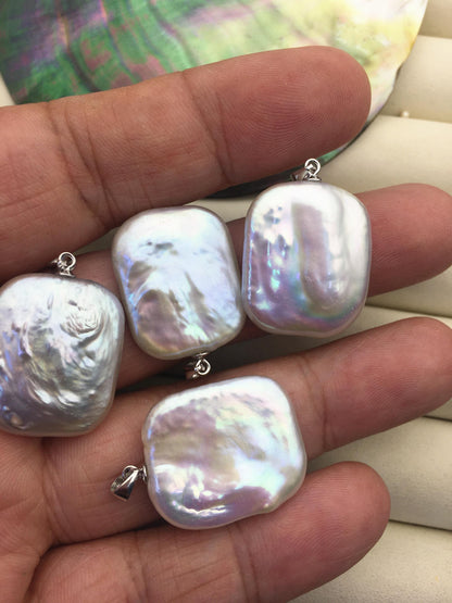 2pcs AA+ 20-22mm Big Rectangle Baroque freshwater pearl pendant,NC1-032