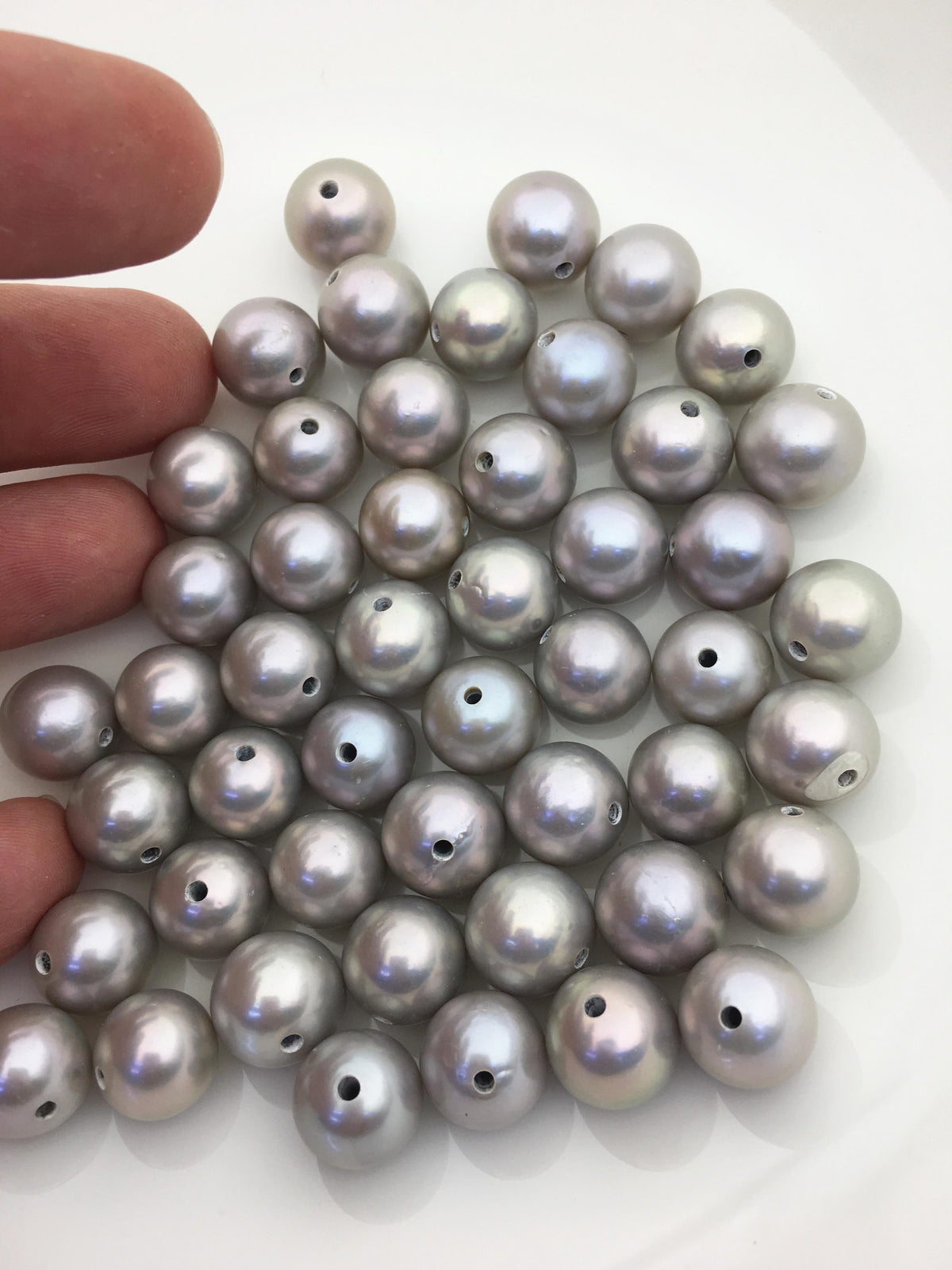 5pcs AAA/AA+ 12-13mm gray round freshwater pearls,2.2mm large hole,RP12-3A-4