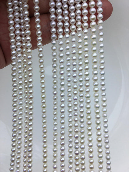 AAA 3.5-4mm white round freshwater pearls, seed pearl, white pearl, full strand, round pearl strands, pearl wholesale, RP3-3AY-GJ-2