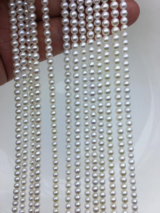 AAA 3.5-4mm white round freshwater pearls, seed pearl, white pearl, full strand, round pearl strands, pearl wholesale, RP3-3AY-GJ-2
