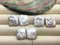 1 pair AA+ 18-20x18-21mm Big White Rectangle Freshwater Pearl White loose Beads Pair,0.9mm through hole,ZS-103-37-64