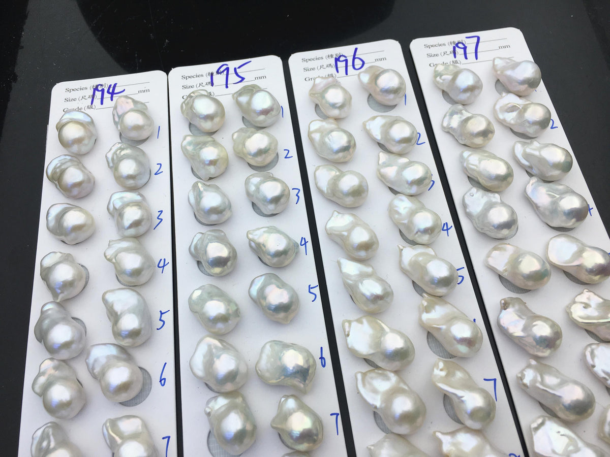 AAA 13-15x18-22mm White Flame ball Pearl Pairs - large Baroque freshwater pearl pairs,top half hole,FL15-3A-8-76