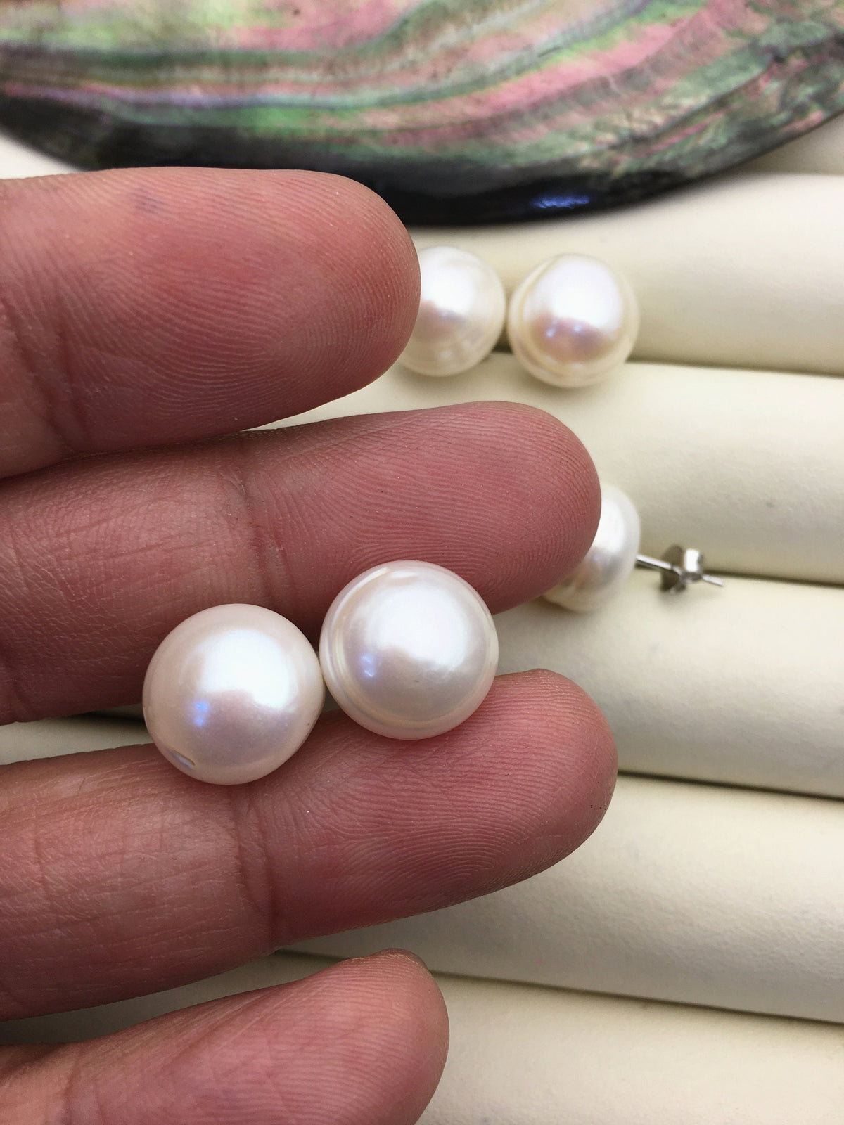 5 pairs AA 12-13mm White baroque Pearl Stud Earrings,freshwater pearl earrings,Wedding,classic pearl studs,SE1-069-29