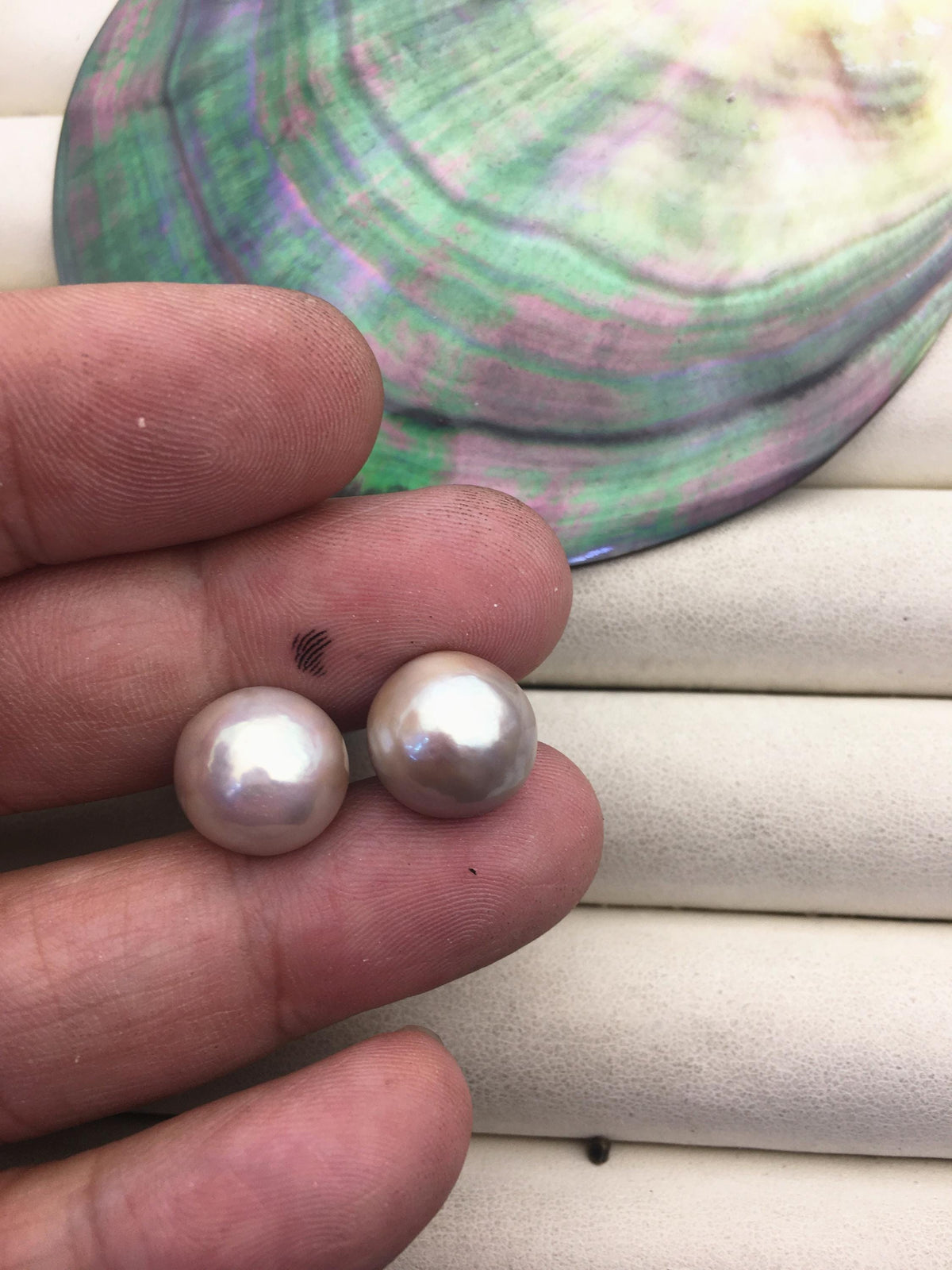 1 pair AAA 12-13mm Gray Mabe Half Ball Freshwater Pearl stud earrings,SE3-022-1